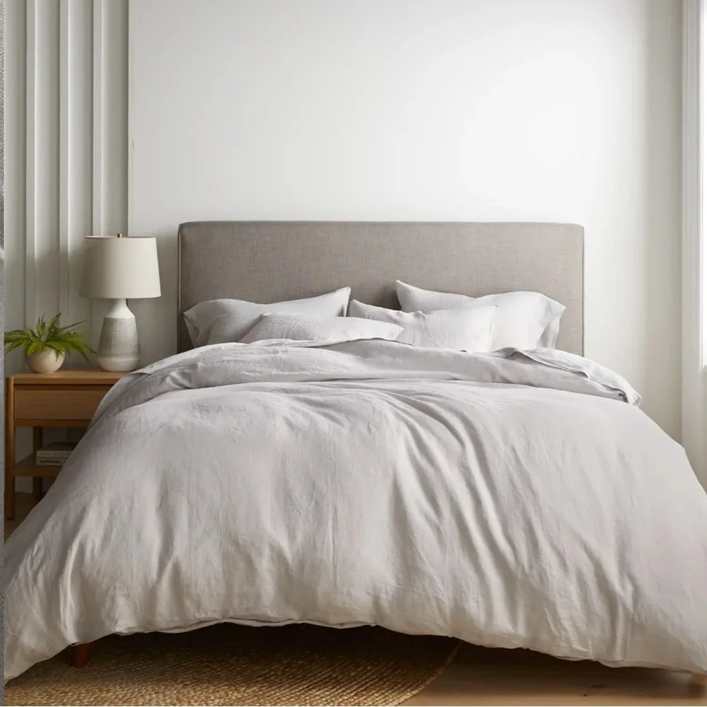 Quince Light Gray Linen Duvet Cover Set